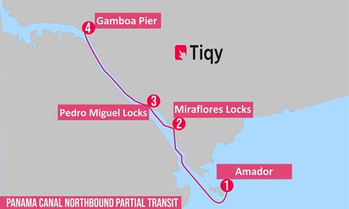 Northbound Partial Panama Canal Transit Tour Map