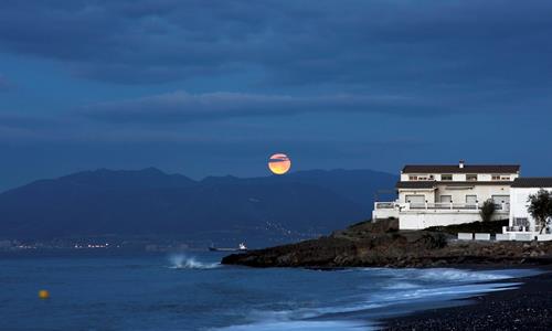 View from La Araña Beach at night.