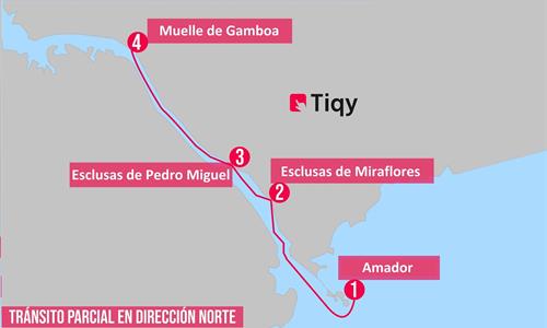 Mapa del Tour Parcial de Tránsito Norte por el Canal de Panamá