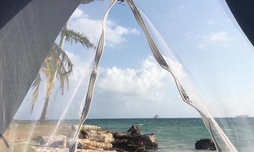  View of the Beach from a Camping Tent on Cayos Limones