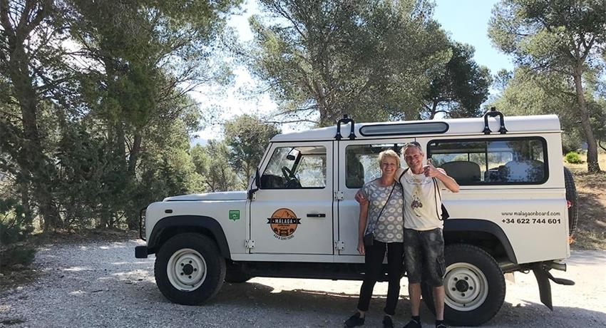happy couple enjoying the tour in 4x4 - tiqy, 4X4 Adventure in Valle del Guadalhore