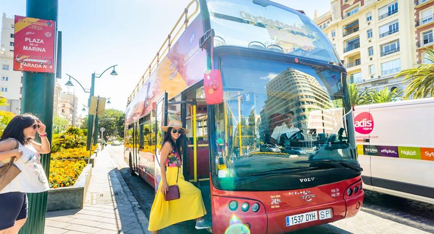 Hop on hop off Sightseeing Bus Stop, City Sightseeing Tour in Malaga