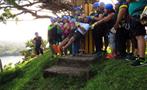 Big group cheering to do canopy - tiqy, Tour de Canopy en el Lago Gatún