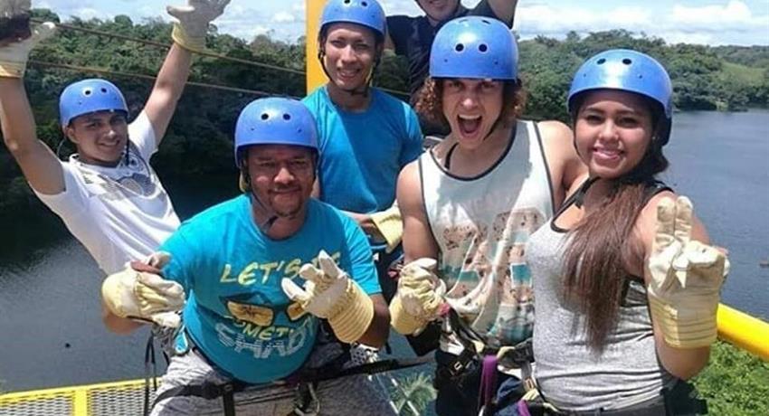 Happy group of friends before canopy - tiqy, Gatun Lake Canopy Zip Line Tour