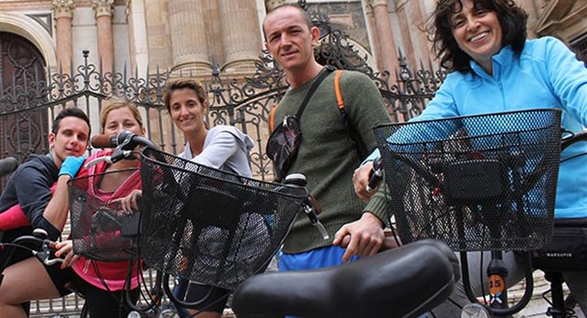 Big group ready for city bike tour - tiqy, Malaga City Bike Tour
