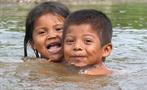 indigenous kids playing in the river - Tiqy, Bribri Indigenous Reserve
